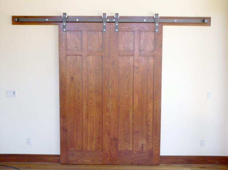 Rustic oak flat panel, barn doors
