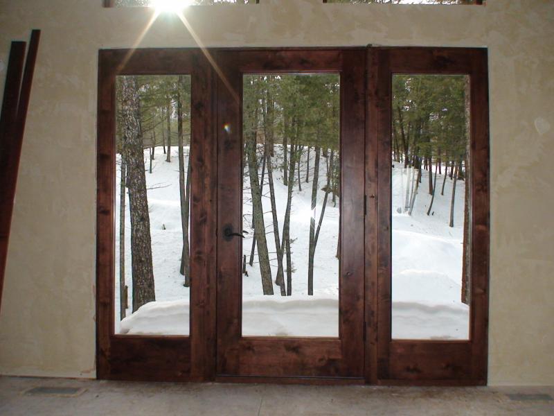 Knotty alder full glass door and sidelights