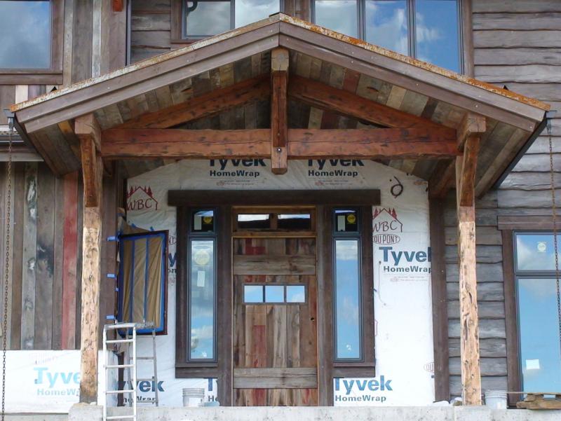 reclaimed cirle sawn fir, 3 light, and transom