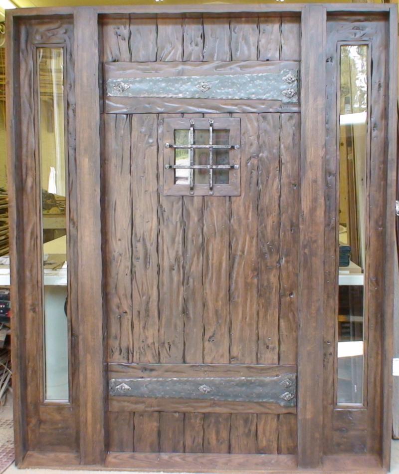knotty alder hand hewn distress with custom iron grill and hinges