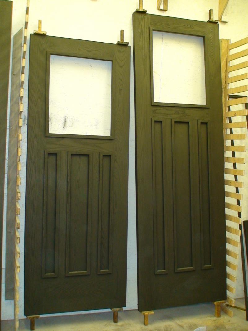 oak flat panels with applied moulding black stain