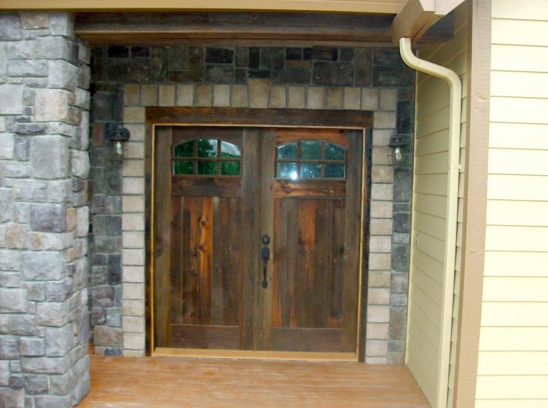 Natural grey barnwood 6 light french door with arch top rails